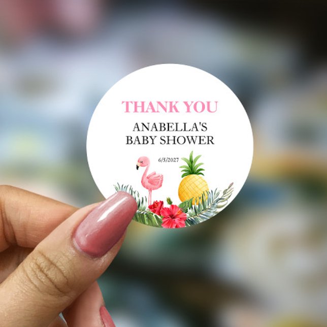 Flamingo Tropical Pink Runder Aufkleber (Von Creator hochgeladen)