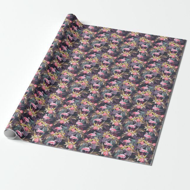 Flamingo Tropical: Sommer nahtloses Muster Geschenkpapier (Ungerollt)