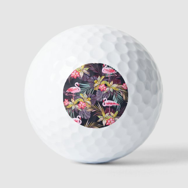 Flamingo Tropical: Sommer nahtloses Muster Golfball (Vorderseite)