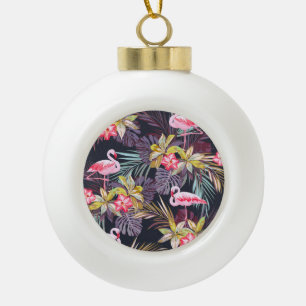 Flamingo Tropical: Sommer-Nahtloses Muster Keramik Kugel-Ornament