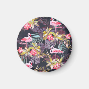 Flamingo Tropical: Sommer nahtloses Muster Magnet