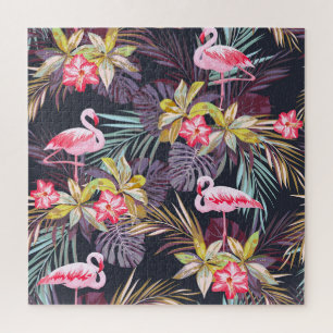 Flamingo Tropical: Sommer nahtloses Muster Puzzle