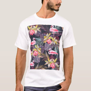 Flamingo Tropical: Sommer nahtloses Muster T-Shirt