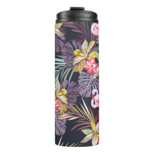 Flamingo Tropical: Sommer nahtloses Muster Thermosbecher