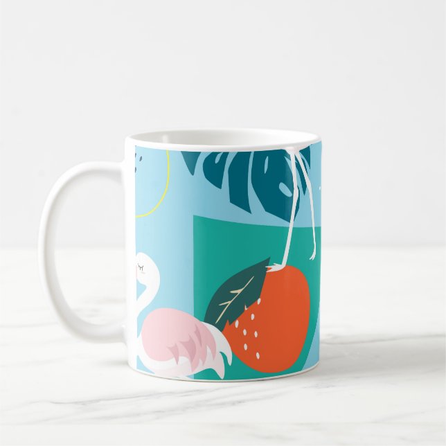 Flamingo Tropical, trendige Vintage Muster. Kaffeetasse (Links)