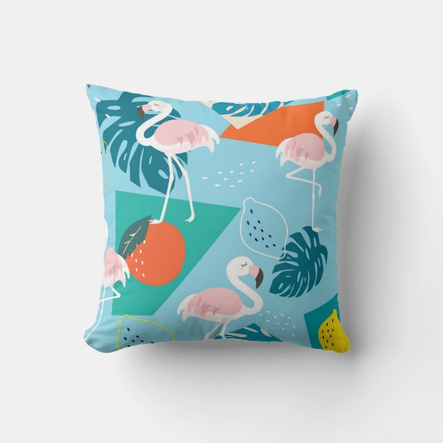 Flamingo Tropical, trendige Vintage Muster. Kissen (Vorderseite)