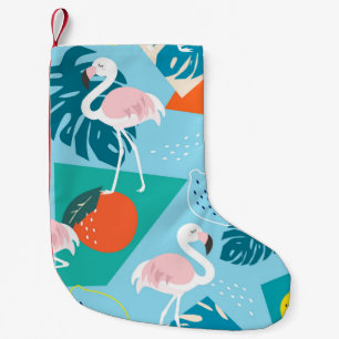 Flamingo Tropical, trendige Vintage Muster. Kleiner Weihnachtsstrumpf