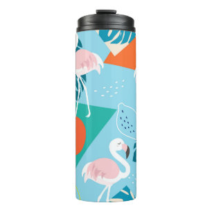 Flamingo Tropical, trendige Vintage Muster. Thermosbecher