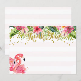 Flamingo Tropical Vielen Dank Karte Rosa und Gold