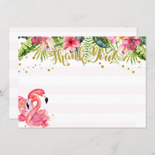 Flamingo Tropical Vielen Dank Karte Rosa und Gold