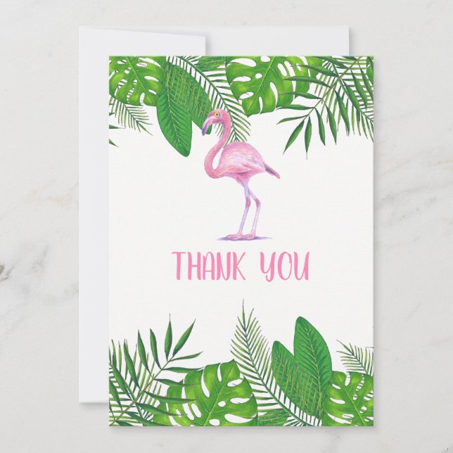 Flamingo Tropical Watercolor Kinderdusche Danke (Vorderseite)