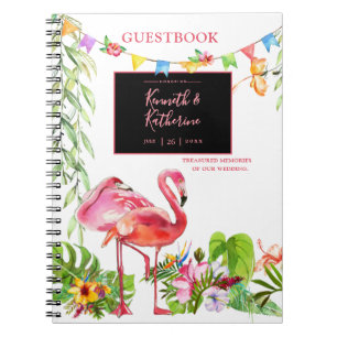 Flamingo Tropical Wedding Guestbook Notebook Notizblock