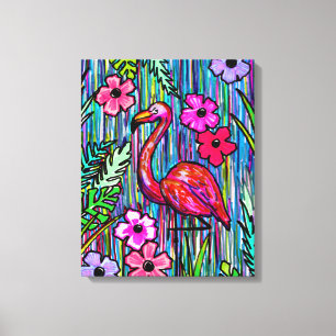 Flamingo Tropical Zeichnend Mauer Leinwanddruck