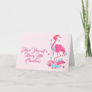 Flamingo Tropicaler Strand Weihnachtswünsche Feiertagskarte