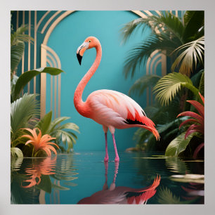 Flamingo Tropicales Spiegelbild Poster