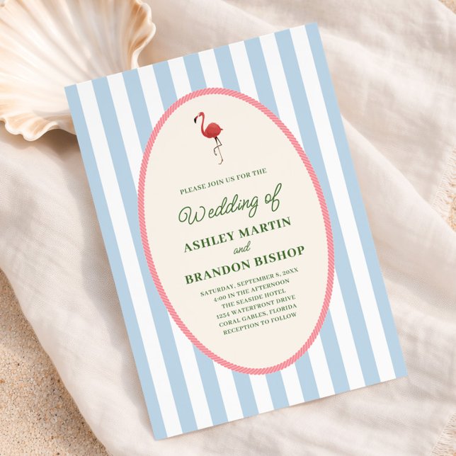 Flamingo Tropics Modern Coastal Island Wedding  Einladung (Von Creator hochgeladen)