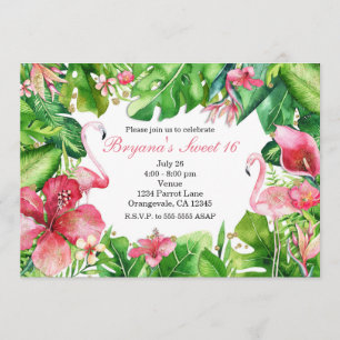 Flamingo Tropics Sommer Geburtstagsparty Einladung
