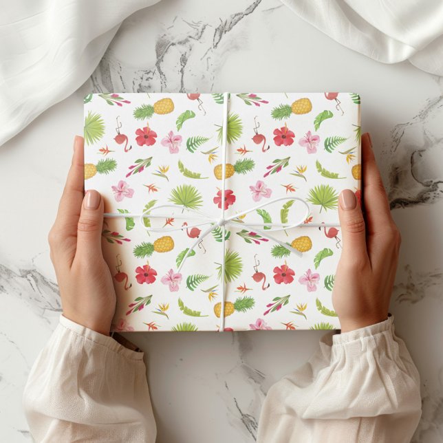 Flamingo Tropics Spaß Strand Thema Geschenkpapier (Von Creator hochgeladen)
