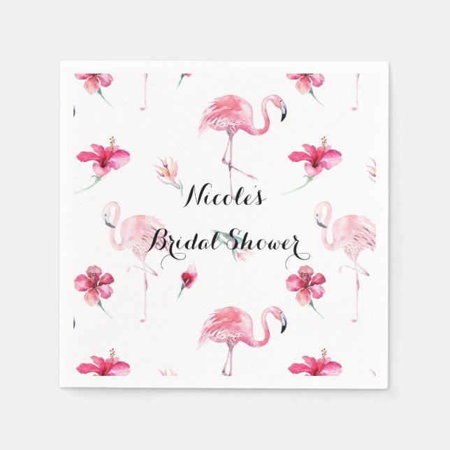 Flamingo Tropics Summer Birthday Party Elegante Serviette (Vorderseite)