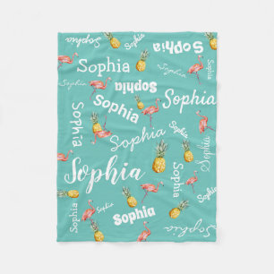 Flamingo Tropische Ananas Girl Name Personalisiert Fleecedecke