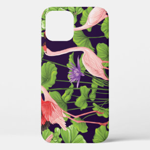 Flamingo, tropische Pflanze, schwarzer Hintergrund Case-Mate iPhone Hülle