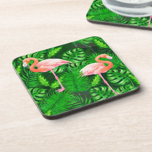 Flamingo tropische Wasserfarbe Getränkeuntersetzer