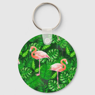 Flamingo tropische Wasserfarbe Schlüsselanhänger