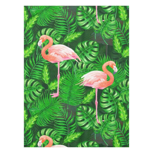 Flamingo tropische Wasserfarbe Tischdecke (Vorderseite)