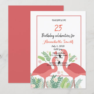 Flamingo-Tropischer Geburtstag Einladung