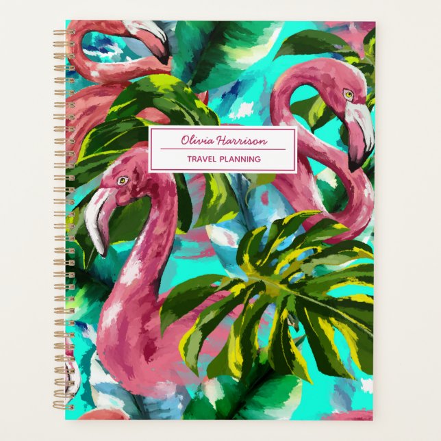 Flamingo Tropischer Name und Thema Planer (Vorderseite)