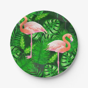 Flamingo tropisches Aquarell Pappteller