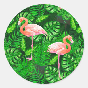 Flamingo tropisches Aquarell Runder Aufkleber
