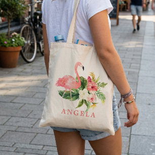 Flamingo Tropisches Florales Brautjungfer-Geschenk Tragetasche