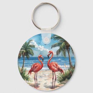 Flamingo Tropisches Insel Schlüsselanhänger Strand