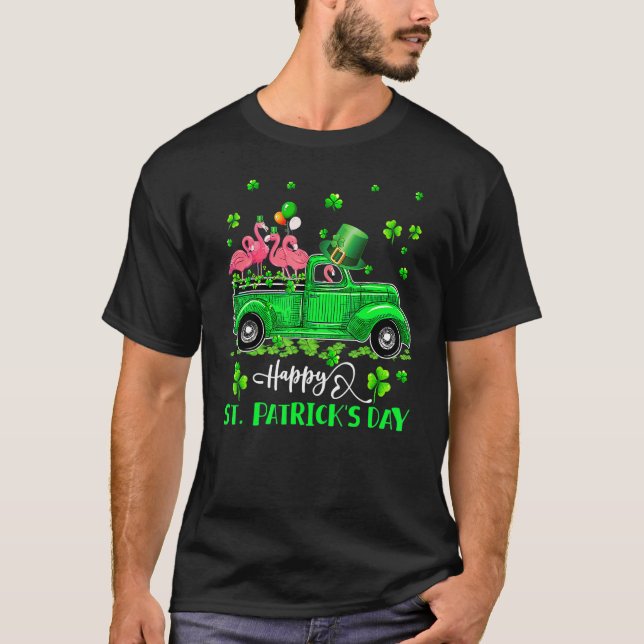 Flamingo Truck Shamrock Green Lucky Shamrock St Pa T-Shirt (Vorderseite)