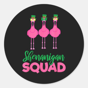 Flamingo-Truppe Lustiger Glücklicher St. Patricks  Runder Aufkleber