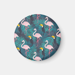 Flamingo, Tukan: tropisches Blattmuster Magnet