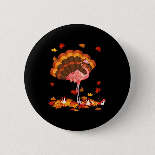 Flamingo Turkey Niedlich Flamingo Türkei Fall Leaf Button (Vorderseite)