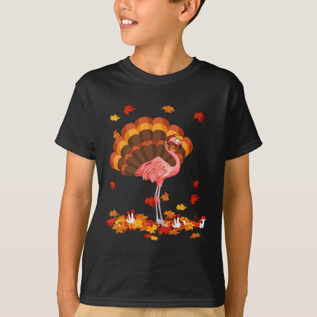 Flamingo Turkey Niedlich Flamingo Türkei Fall Leaf T-Shirt (Vorderseite)