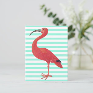 Flamingo u. aquamarine Streifen - feine Postkarte