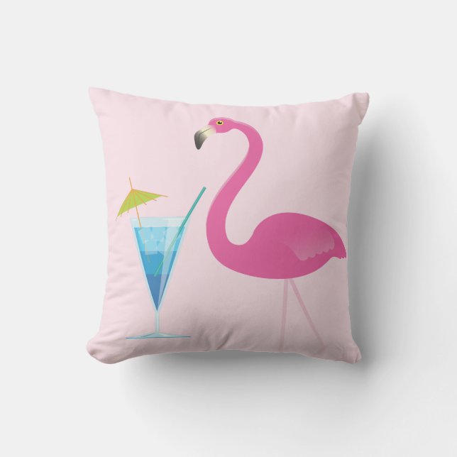 Flamingo u. Cocktail erröten an rosa Kissen im (Vorderseite)
