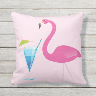 Flamingo u. Cocktail erröten an rosa Kissen im