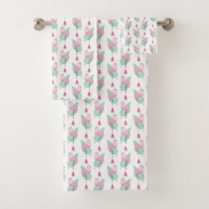 Flamingo-u. Wassermelone-Pastell-Muster Badhandtuch Set