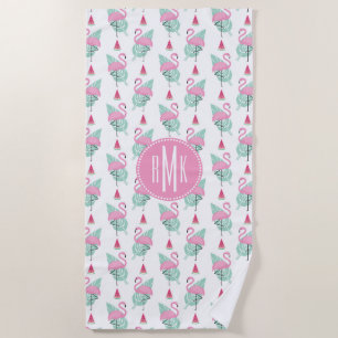 Flamingo-u. Wassermelone-Pastell-Muster Strandtuch