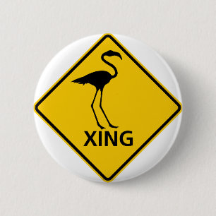Flamingo-Überfahrt-Landstraßen-Zeichen Button