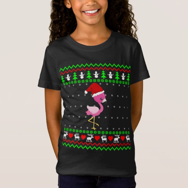 Flamingo Ugly Christmas Sweater T-Shirt (Vorderseite)