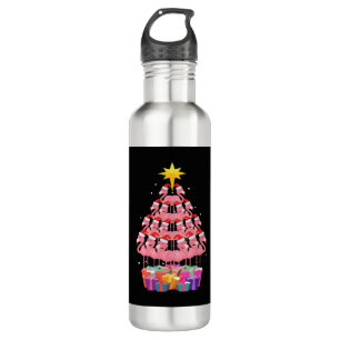Flamingo Ugly Christmas Tree Funny Gift Edelstahlflasche