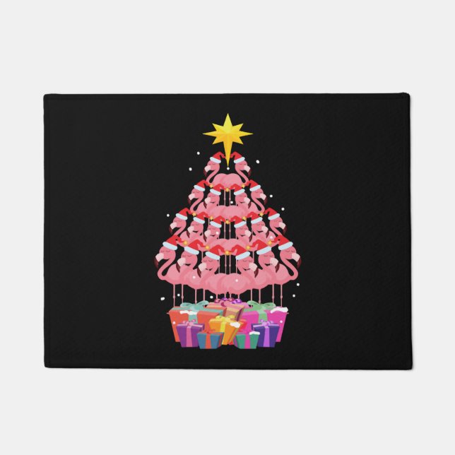 Flamingo Ugly Christmas Tree Funny Gift Fußmatte (Vorderseite)