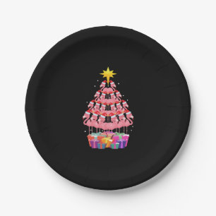 Flamingo Ugly Christmas Tree Funny Gift Pappteller