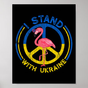 Flamingo Ukraine Ich stehe mit der Ukraine-Flagge Poster